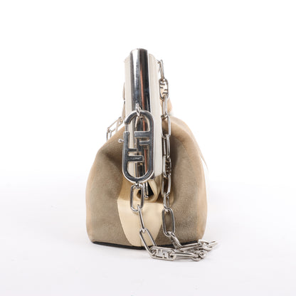 FENDI First Leather x Wildleder-Umhängetasche in Beige 8BP129
