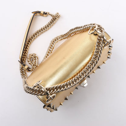 FENDI Mini Kan I Schultertasche aus Leder mit Kette in Gold, 8M0381