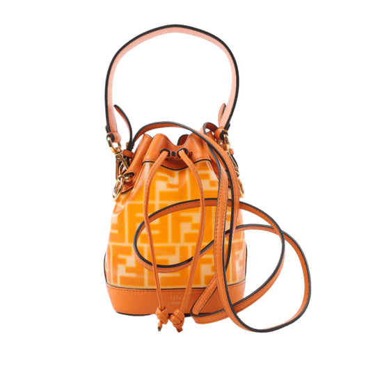 FENDI Mon Tresor Mini 2-Wege-Umhängetasche aus PVC und Leder in Orange 8BS010