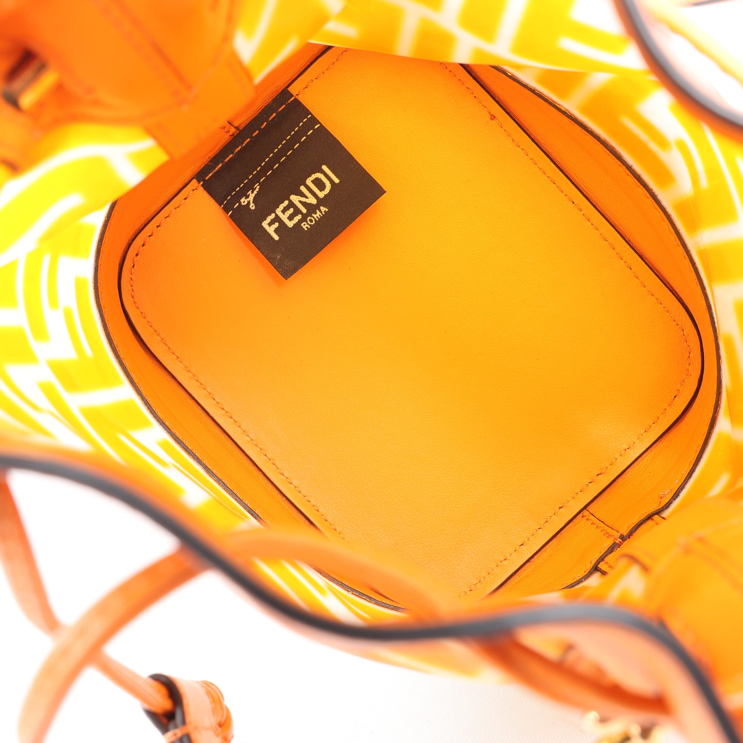 FENDI Mon Tresor Mini 2-Wege-Umhängetasche aus PVC und Leder in Orange 8BS010