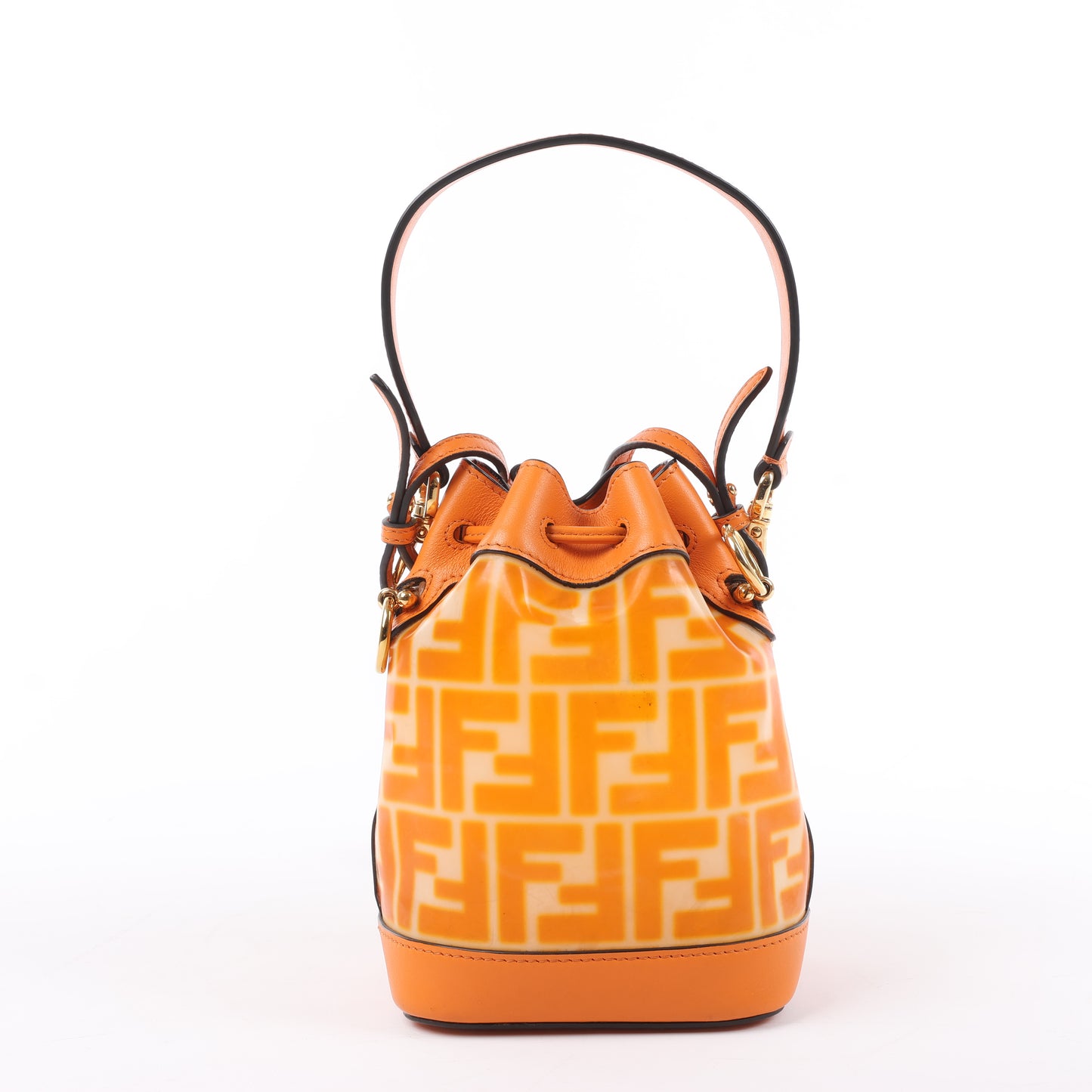 FENDI Mon Tresor Mini 2-Wege-Umhängetasche aus PVC und Leder in Orange 8BS010