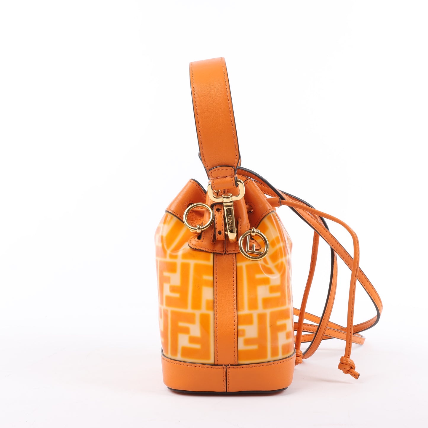 FENDI Mon Tresor Mini 2-Wege-Umhängetasche aus PVC und Leder in Orange 8BS010