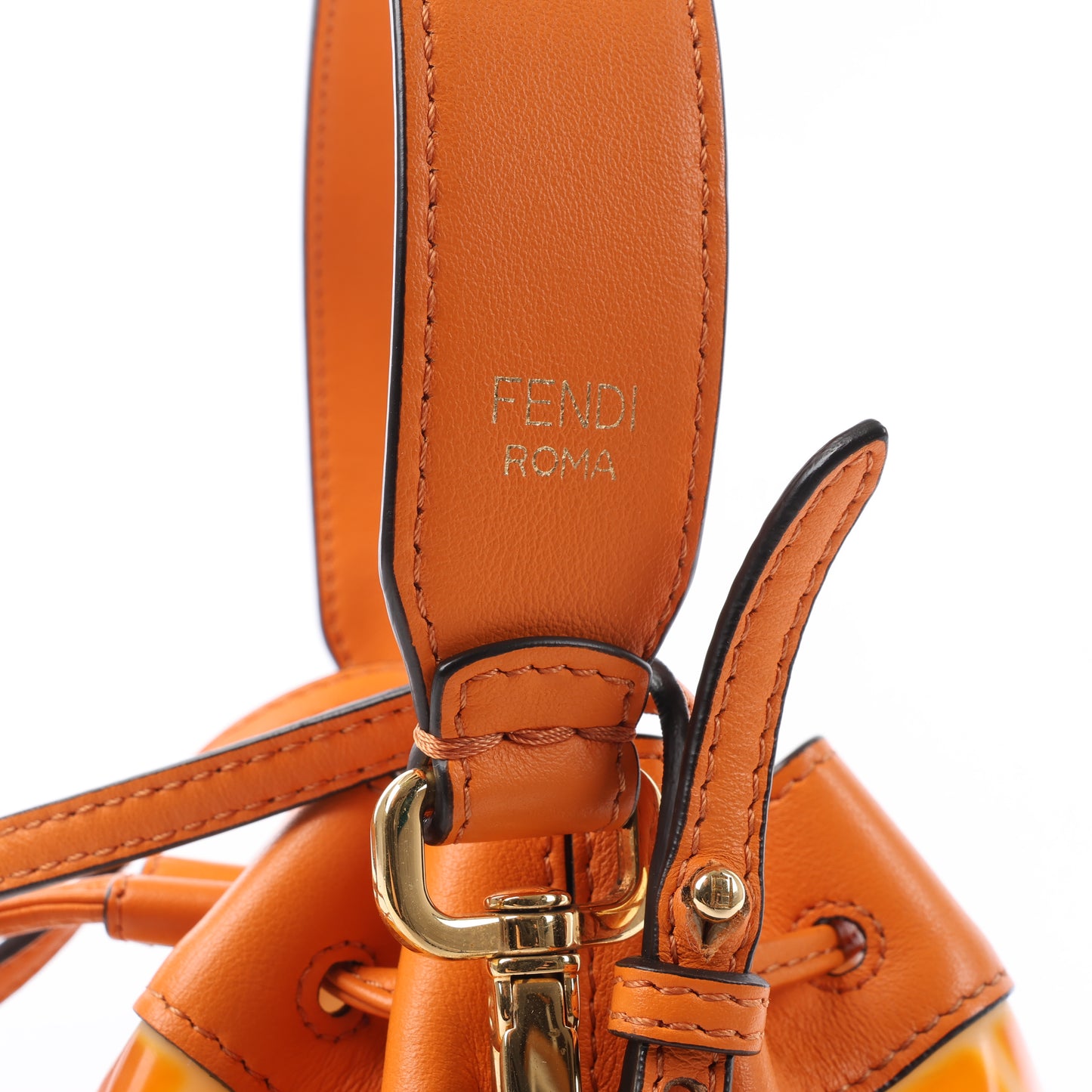 FENDI Mon Tresor Mini 2-Wege-Umhängetasche aus PVC und Leder in Orange 8BS010