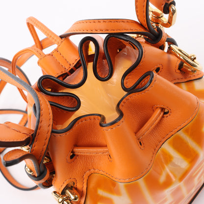 FENDI Mon Tresor Mini 2-Wege-Umhängetasche aus PVC und Leder in Orange 8BS010