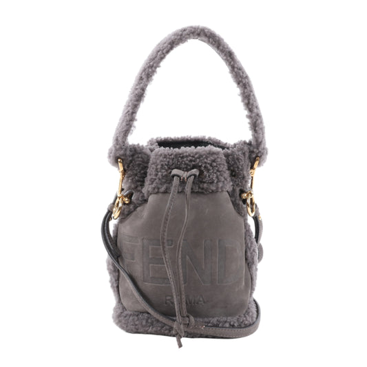 Fendi Mon Tresor Mini Mouton 2Way Umhängetasche in Grau 8BS010