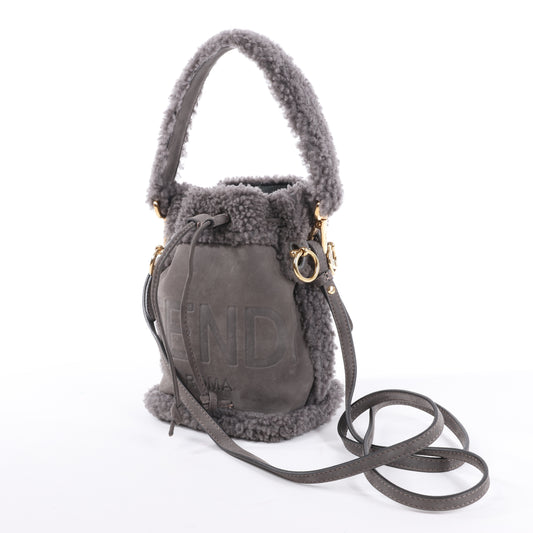 Fendi Mon Tresor Mini Mouton 2Way Umhängetasche in Grau 8BS010