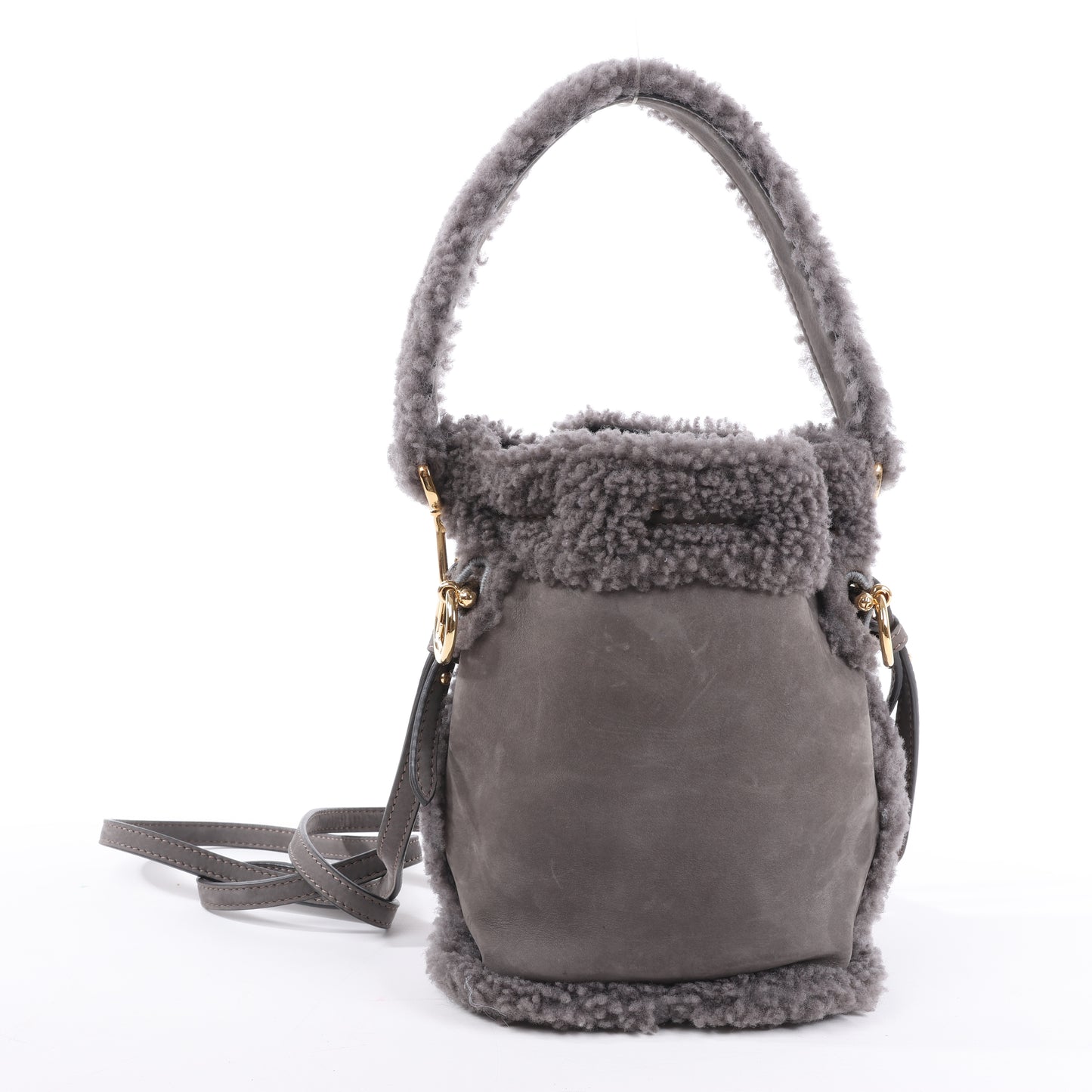 Fendi Mon Tresor Mini Mouton 2Way Umhängetasche in Grau 8BS010