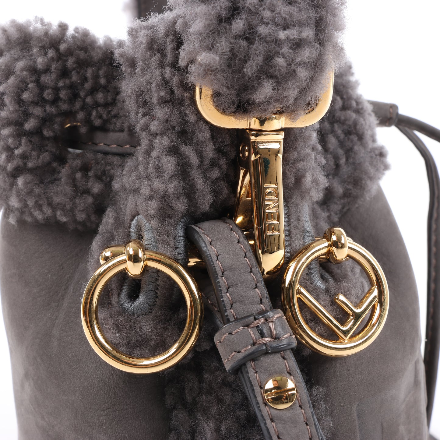 Fendi Mon Tresor Mini Mouton 2Way Umhängetasche in Grau 8BS010