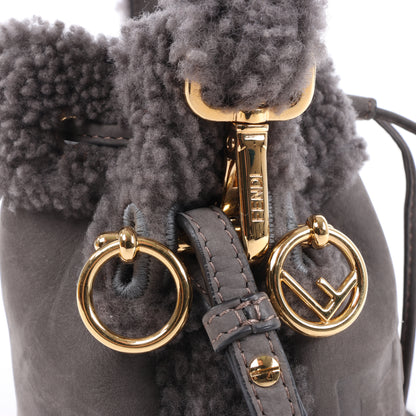 Fendi Mon Tresor Mini Mouton 2Way Umhängetasche in Grau 8BS010