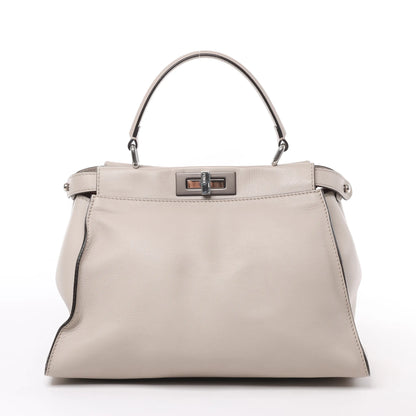 Fendi Peekaboo Regular 2-Wege-Handtasche aus Leder in Hellgreige 8BN290