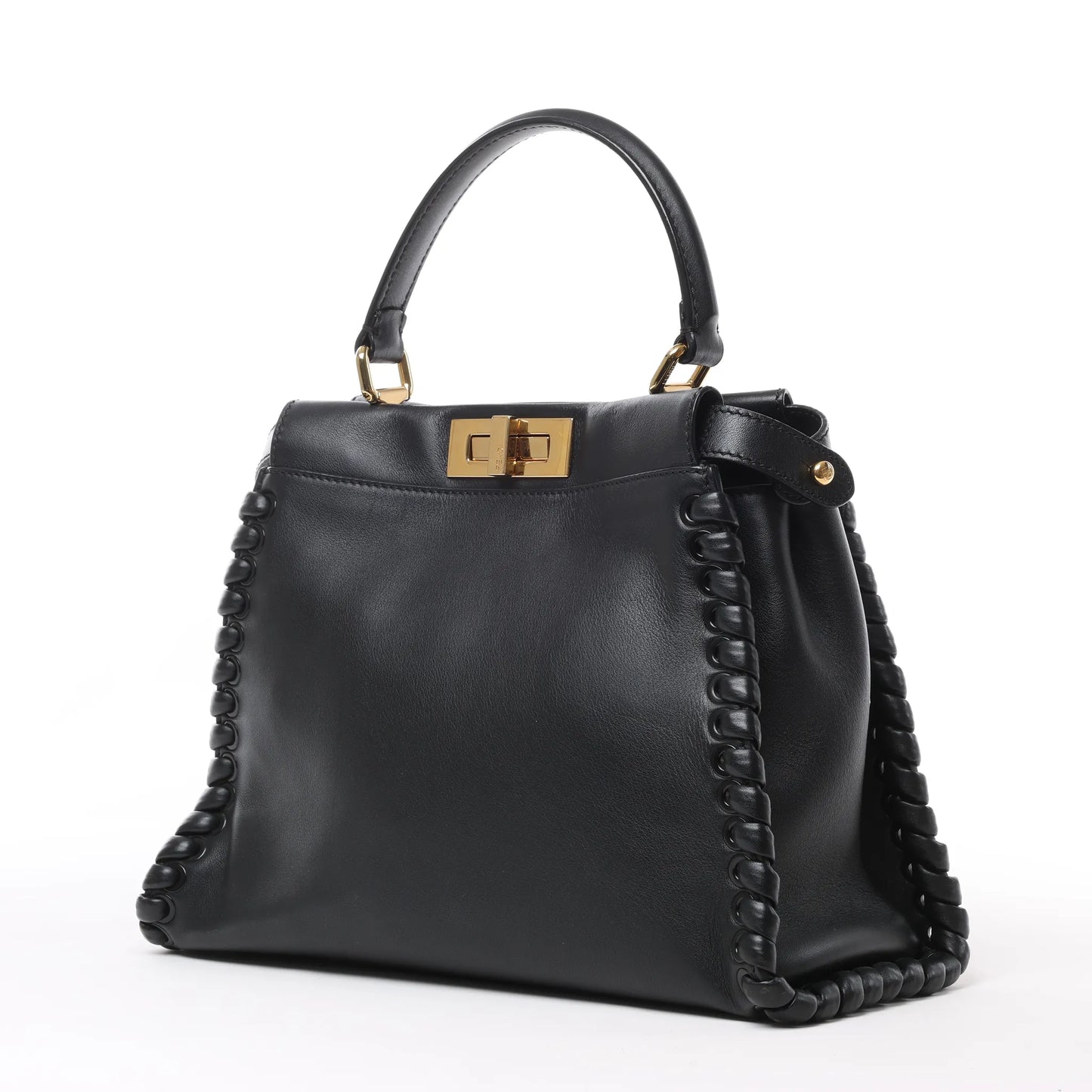 Fendi Peekaboo Regular 2-Wege-Handtasche aus Leder in Schwarz 8BN290