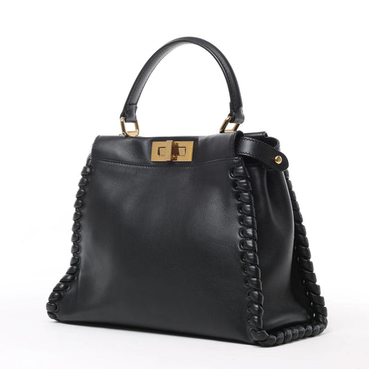 Fendi Peekaboo Regular 2-Wege-Handtasche aus Leder in Schwarz 8BN290