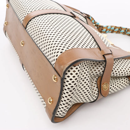 Fendi Peekaboo Regular 2-Wege-Handtasche aus perforiertem Leder in Braun x Beige 8BN290