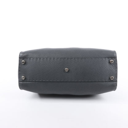 Fendi Peekaboo Regular Selleria Leder 2Way Handtasche in Grau 8BN226