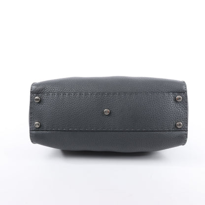 Fendi Peekaboo Regular Selleria Leder 2Way Handtasche in Grau 8BN226