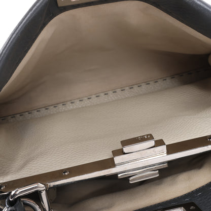 Fendi Peekaboo Regular Selleria Leder 2Way Handtasche in Grau 8BN226
