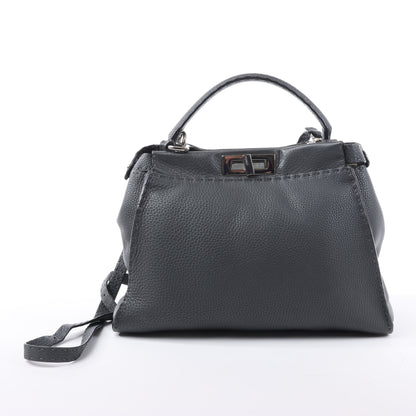 Fendi Peekaboo Regular Selleria Leder 2Way Handtasche in Grau 8BN226