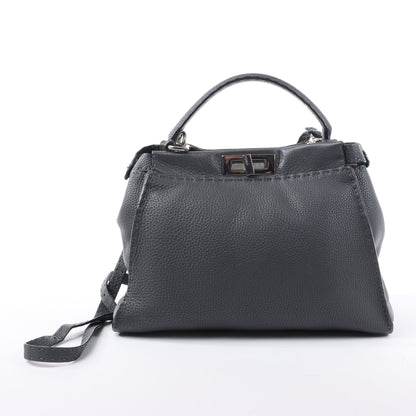Fendi Peekaboo Regular Selleria Leder 2Way Handtasche in Grau 8BN226