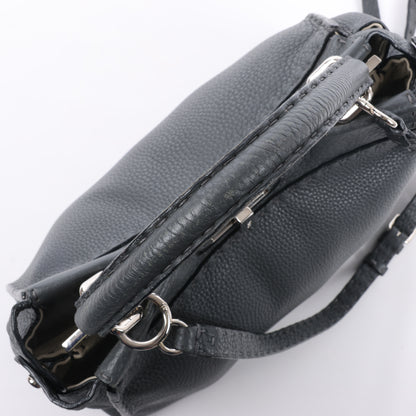 Fendi Peekaboo Regular Selleria Leder 2Way Handtasche in Grau 8BN226