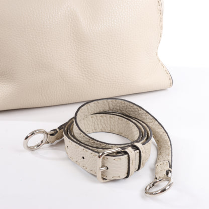 Fendi Peekaboo Regular Selleria Leder 2Way Handtasche in Beige 8BN290