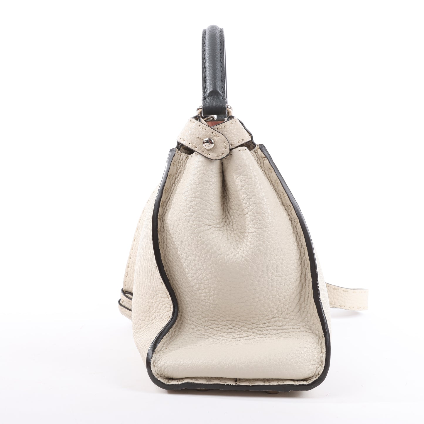 Fendi Peekaboo Regular Selleria Leder 2Way Handtasche in Beige 8BN290