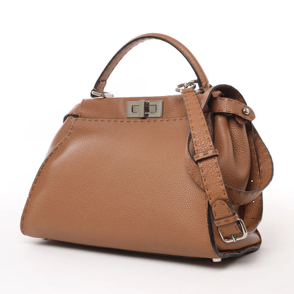 Fendi Peekaboo Regular Selleria Cuir 2Way Sac à main en marron 8BN290