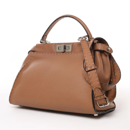 Fendi Peekaboo Regular Selleria Leder 2Way Handtasche in Braun 8BN290