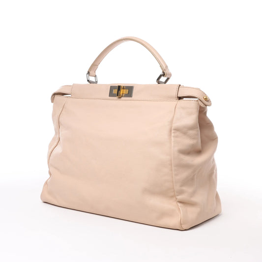 Fendi Peekaboo Große 2-Wege-Handtasche aus Leder in Puderbeige 8BN210