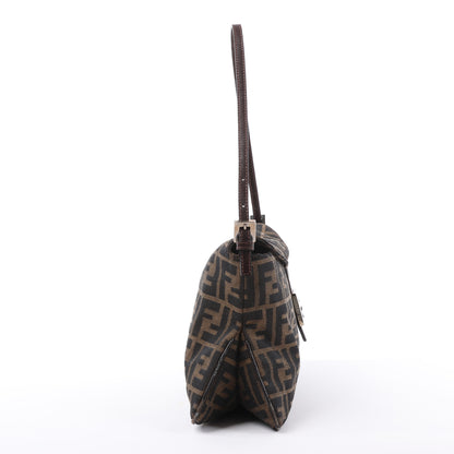 FENDI Baguette Zucchino Schultertasche aus Canvas und Leder in Braun 26796
