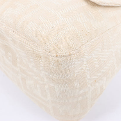 FENDI Mamma Baguette Zucchino Schultertasche aus Canvas und Leder in Beige 26325