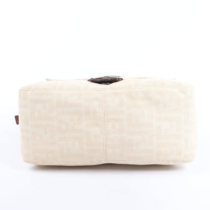 FENDI Mamma Baguette Zucchino Schultertasche aus Canvas und Leder in Beige 26325