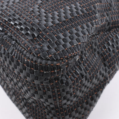 FENDI Zucchino Mamma Baguette Leder Umhängetasche in Schwarz 8BR001