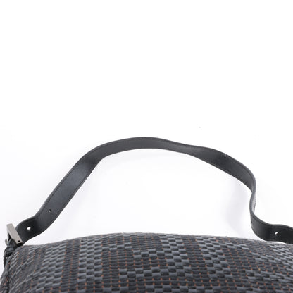 FENDI Zucchino Mamma Baguette Leder Umhängetasche in Schwarz 8BR001