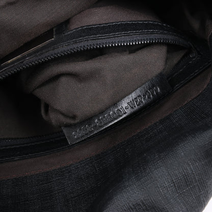 FENDI Zucchino Mamma Baguette Leder Umhängetasche in Schwarz 8BR001