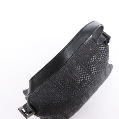 FENDI Zucchino Mamma Baguette Leder Umhängetasche in Schwarz 8BR001