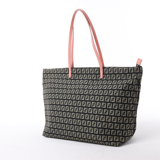 FENDI Zucchino Umhängetasche aus Canvas und Leder in Braun x Pink