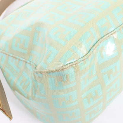 FENDI Baguette Zucchino Coating Canvas Schultertasche in Grün