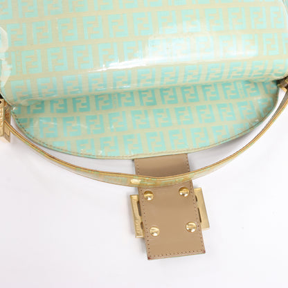 FENDI Baguette Zucchino Coating Canvas Schultertasche in Grün