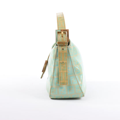 FENDI Baguette Zucchino Coating Canvas Schultertasche in Grün