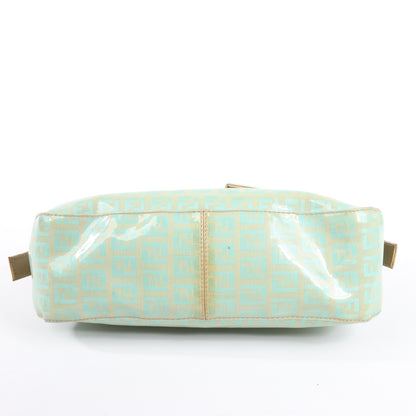 FENDI Baguette Zucchino Coating Canvas Schultertasche in Grün