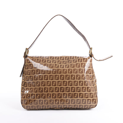 FENDI Zucchino Mamma Baguette Emaille Umhängetasche in Braun 26325