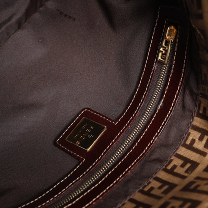 FENDI Zucchino Mamma Baguette Emaille Umhängetasche in Braun 26325