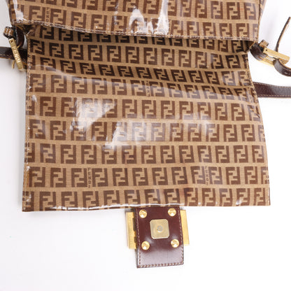 FENDI Zucchino Mamma Baguette Emaille Umhängetasche in Braun 26325