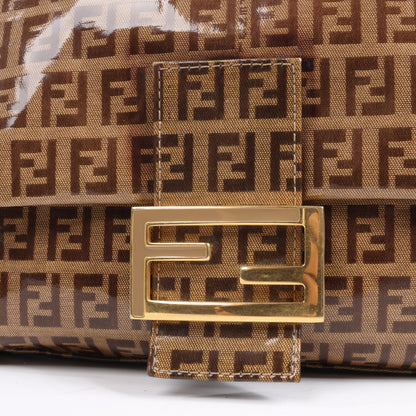 FENDI Zucchino Mamma Baguette Emaille Umhängetasche in Braun 26325