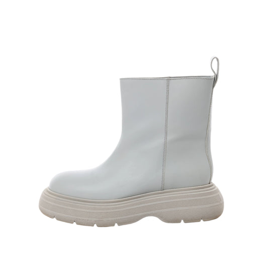 GIA BORGHINI Marte Chunky Lederstiefeletten in Grau, Größe 39 EU