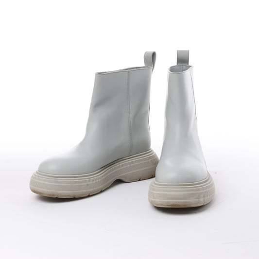 GIA BORGHINI Marte Chunky Lederstiefeletten in Grau, Größe 39 EU