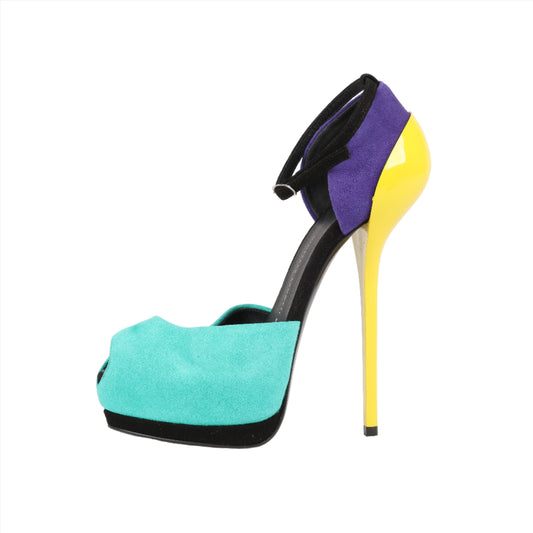 GIUSEPPE ZANNOTTI D'Orsay-Pumps aus Wildleder mit Farbblockmuster