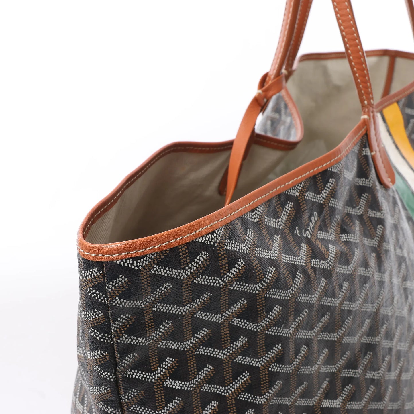 Goyard Saint Louis GM Schultertasche aus PVC und Leder in Braun