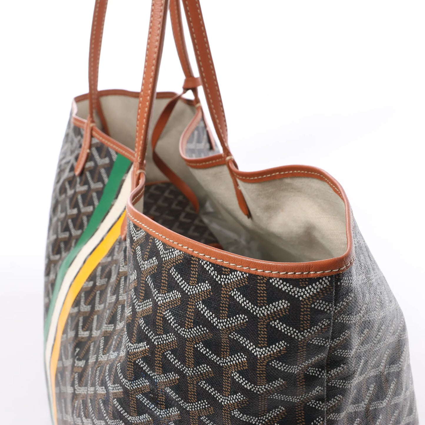 Goyard Saint Louis GM Schultertasche aus PVC und Leder in Braun
