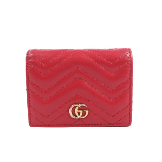 Gucci GG Marmont 466492 Kompakte Lederbrieftasche Rot